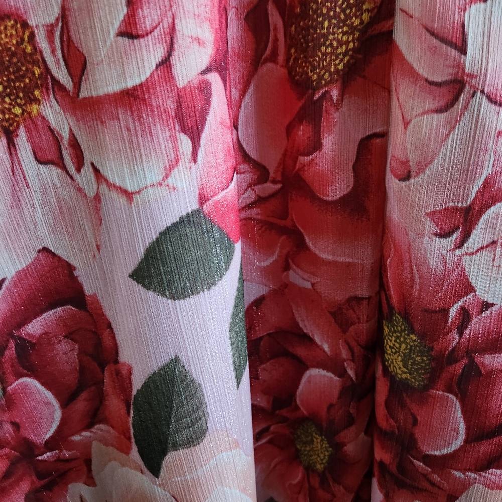 🆕️⬇️R & M Richards Floral Chiffon Gown With Halter Neckline And Ruffled Skirt - Picture 16 of 16
